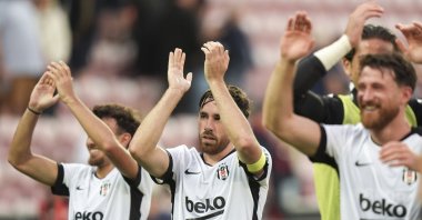 Beşiktaş players applaud the fans during the UEFA Europa League qualification match against FC Midtjylland at MCH Arena, Herning, Denmark, July 30, 2026. (AA Photo)