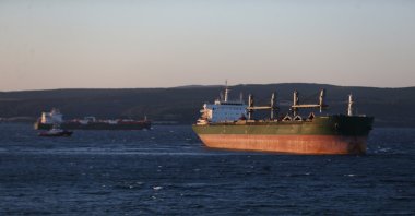 Ships are seen in the Çanakkale Strait, Türkiye, July 29, 2026. (AA Photo)