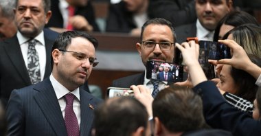 Justice Minister Akın Gürlek speaks to reporters, Ankara, Türkiye, Feb. 25, 2026. (AA Photo)