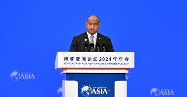 Nauruan President David Adeang delivers a speech at the opening ceremony of the Boao Forum for Asia Annual Conference 2024 in Boao, south China's Hainan Province, March 28, 2024. (Xinhua via AFP, File Photo)