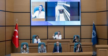 Üsküdar District Mayor Sinem Dedetaş (C) speaks at the municipal assembly meeting, Istanbul, Türkiye, July 6, 2026. (AA File Photo)