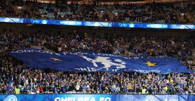 
Chelsea fans with a banner in the stands before the pre-season friendly match between Chelsea and Tottenham Hotspur at Accor Stadium, Sydney, Australia, Aug. 1, 2026. (Reuters pHOTO)