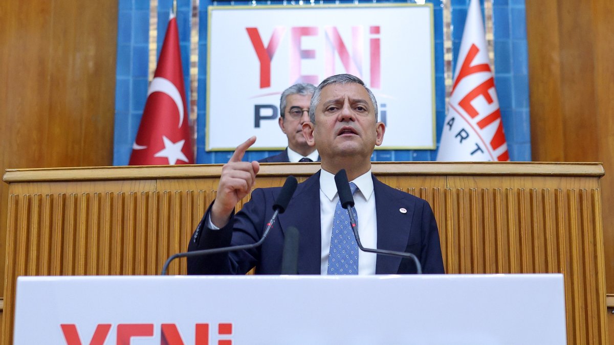 New Party leader Özgür Özel speaks during a party meeting at Parliament, Ankara, Türkiye, July 28, 2026. (DHA Photo)