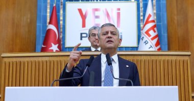 New Party leader Özgür Özel speaks during a party meeting at Parliament, Ankara, Türkiye, July 28, 2026. (DHA Photo)