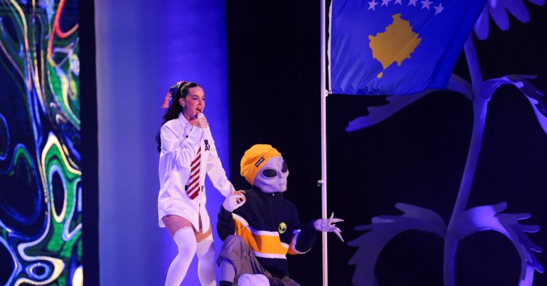 American singer Katy Perry on stage during the 6th edition of the Sunny Hill music festival, Pristina, Kosovo, July 31, 2026. (Reuters Photo)