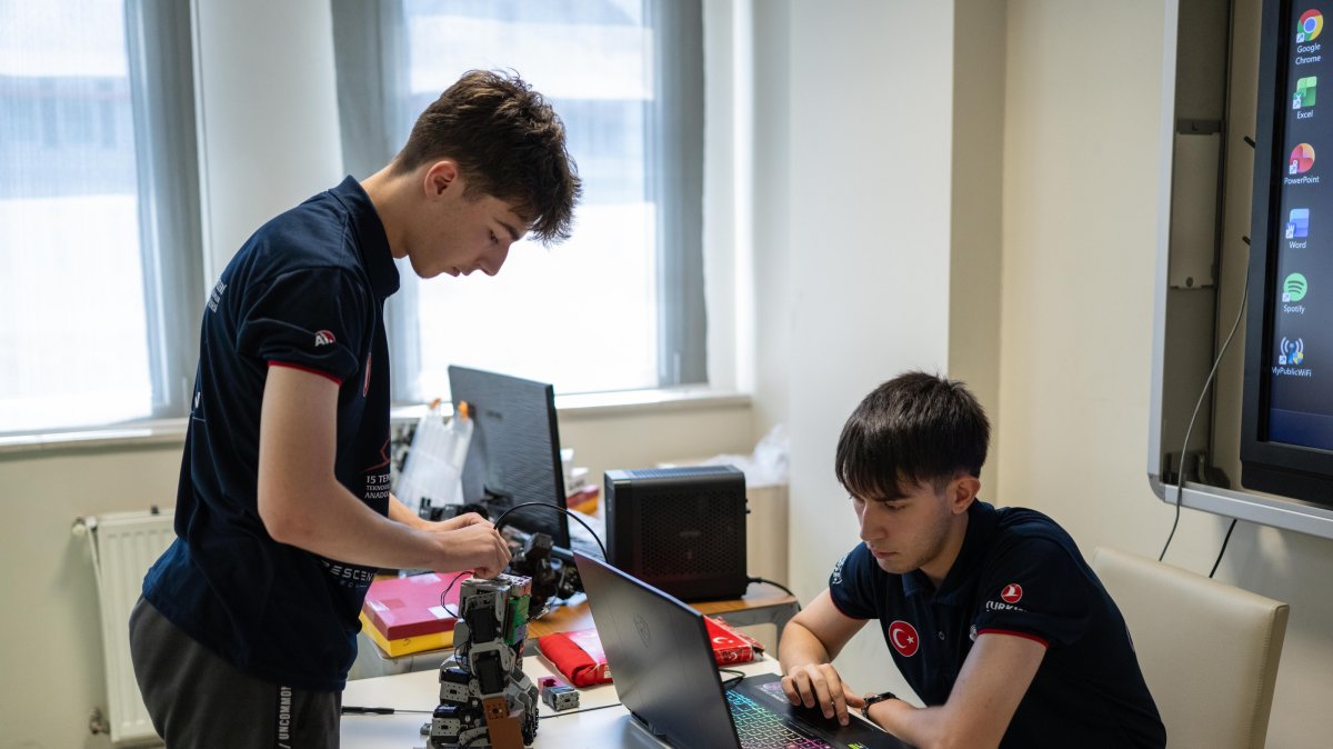 Imam Hatip students check their robotics and drone projects after the competitions, Istanbul, Türkiye, July 28, 2026. (AA Photo) 