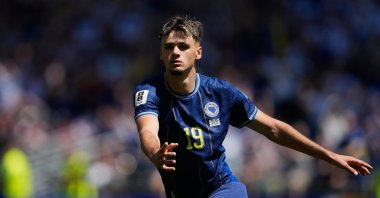 Bosnia's Kerim Alajbegovic in action during the World Cup match against the U.S. in Seattle, Wednesday, June 24, 2026. (AP Photo)