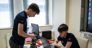 Imam Hatip students check their robotics and drone projects after the competitions, Istanbul, Türkiye, July 28, 2026. (AA Photo) 