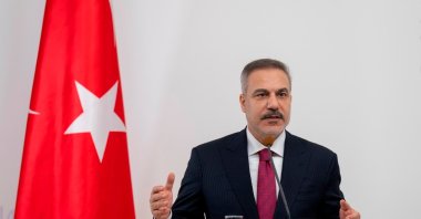Foreign Minister Hakan Fidan speaks during a press conference in Kyiv, Ukraine, July 16, 2026. (IHA Photo)