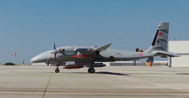 Bayraktar Akıncı UCAV, developed by Turkish defense giant Baykar, is seen in this photo released on July 29, 2026. (IHA Photo)