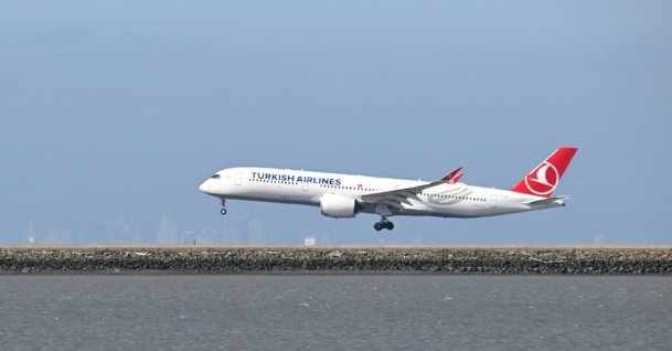 A Turkish Airlines aircraft lands at San Francisco International Airport, California, U.S., May 12, 2026. (AA Photo)