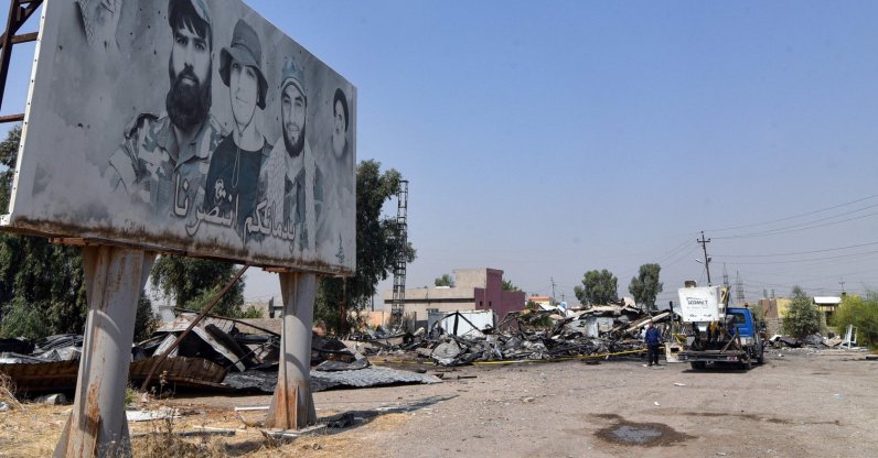Damaged structures are seen at the site of a US-Saudi strike in Bartalla in the northern Iraqi Nineveh province, July 29, 2026. (AFP Photo)