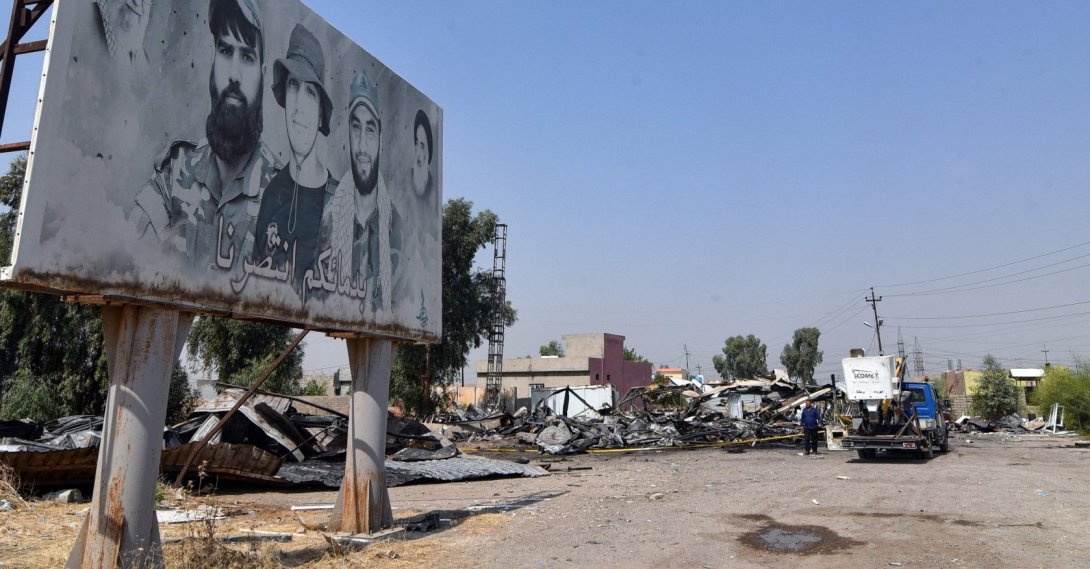 Damaged structures are seen at the site of a US-Saudi strike in Bartalla in the northern Iraqi Nineveh province, July 29, 2026. (AFP Photo)