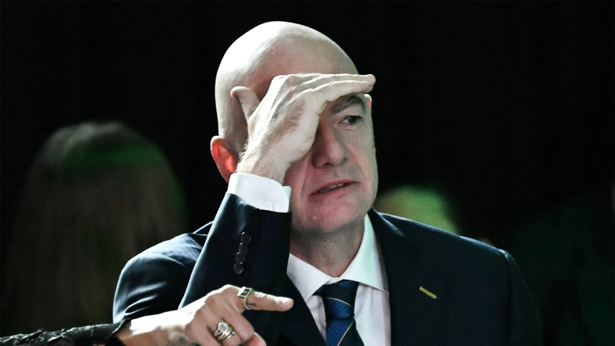 FIFA President Gianni Infantino gestures ahead of the 2026 FIFA World Cup and European Play-Off draw and Play-Off Tournament draw at FIFA's Home of Football, Zurich, Switzerland, Nov. 20, 2025. (AFP Photo)