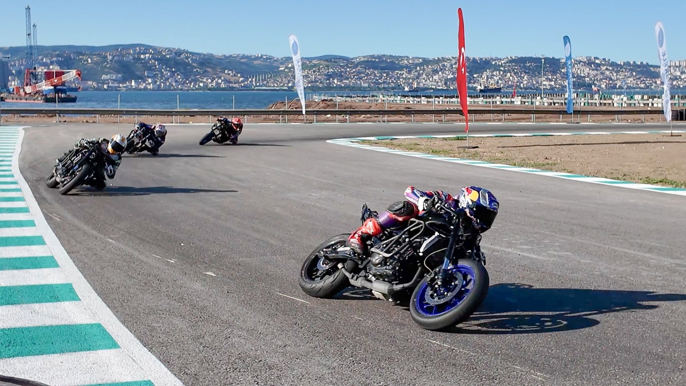 Turkish motorcycle racers Toprak Razgatlıoğlu, Deniz Öncü, Can Öncü and Bahattin Sofuoğlu train at the Motor Sports Development Center, Kocaeli, Türkiye, July 7, 2026. (AA Photo)