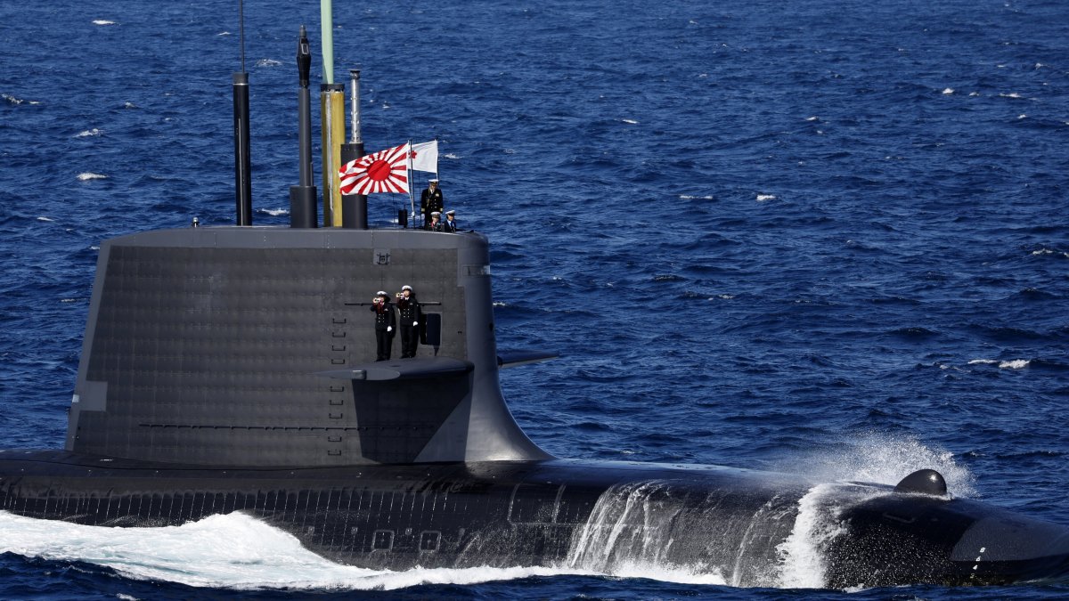 This file photo shows the Japan Maritime Self-Defense Force Uzushio-class submarine during an International Fleet Review at Sagami Bay off Yokosuka, Japan, Nov. 6, 2022. (Getty Images Photo)