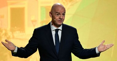 FIFA President Gianni Infantino speaks during the unveiling ceremony for the logo of the 2027 FIFA Women's World Cup, Rio de Janeiro, Brazil, Jan. 25, 2026. (AFP Photo)