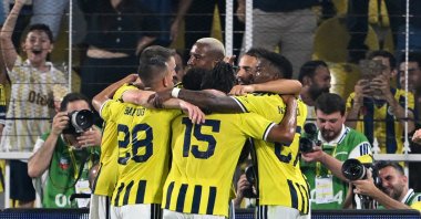 Fenerbahçe's players celebrate Talisca's goal during the UEFA Champions League second round qualifier match against Gornik Zabrze at Chobani Stadium, Istanbul, Türkiye, July 21, 2026. (AA Photo)