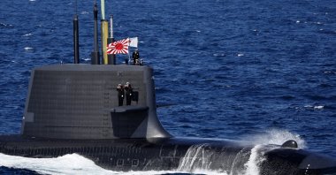 This file photo shows the Japan Maritime Self-Defense Force Uzushio-class submarine during an International Fleet Review at Sagami Bay off Yokosuka, Japan, Nov. 6, 2022. (Getty Images Photo)