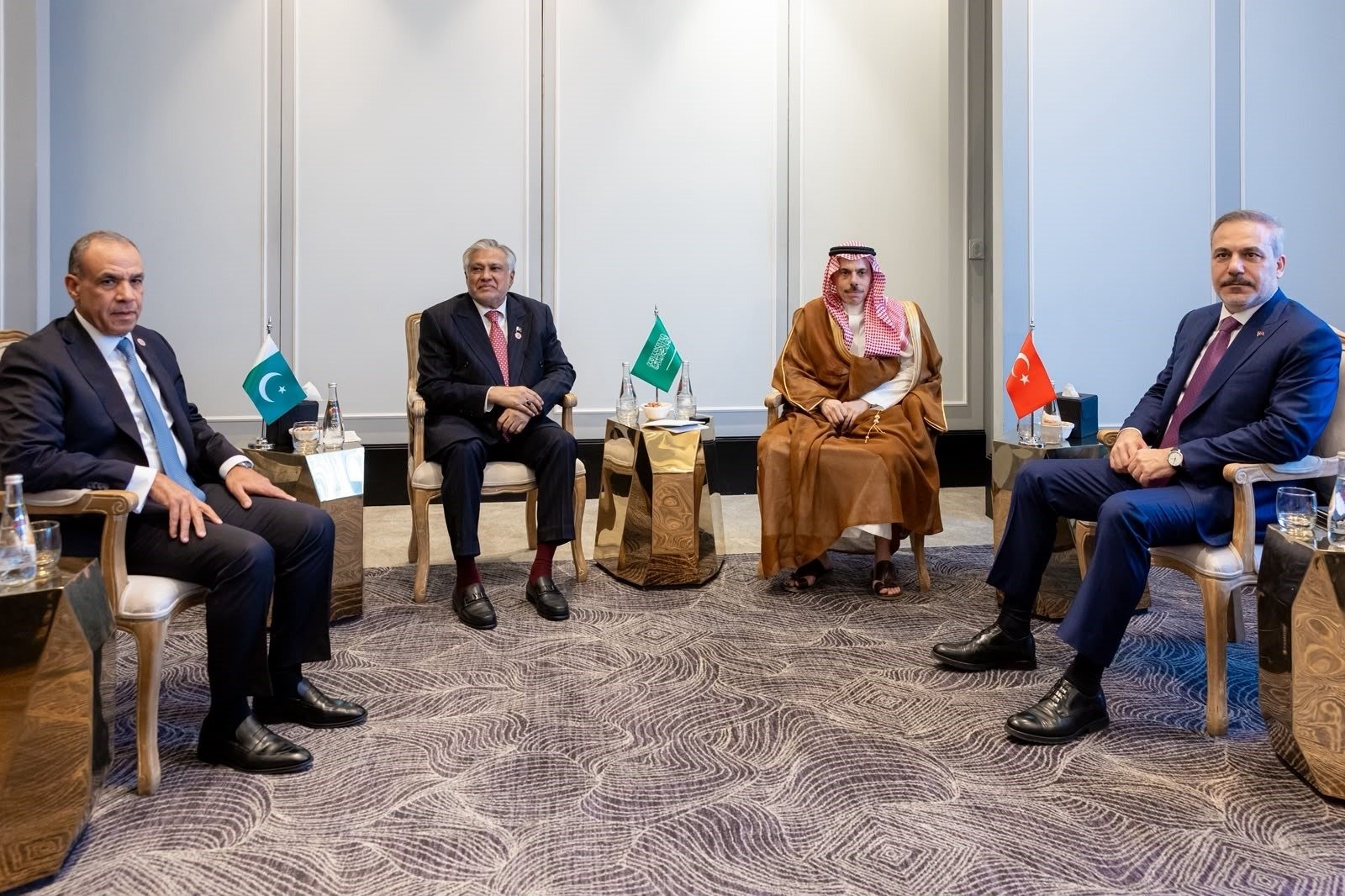 Fidan attends the fifth ministerial gathering of the 'Group of Four' – Türkiye, Saudi Arabia, Egypt and Pakistan in Amman, Jordan, Aug. 5, 2026. (IHA Photo)