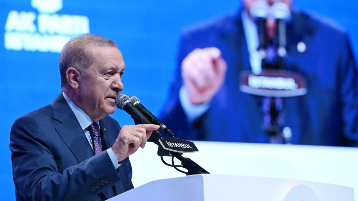 President Recep Tayyip Erdoğan speaks at an AK Party meeting in Istanbul, Aug. 1, 2026. (AA Photo)
