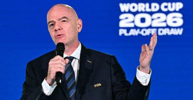 FIFA President Gianni Infantino speaks during the 2026 FIFA World Cup Play-Off Tournament draw at FIFA's Home of Football, Zurich, Switzerland, Nov. 20, 2025. (AFP Photo)