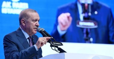President Recep Tayyip Erdoğan speaks at an AK Party meeting in Istanbul, Aug. 1, 2026. (AA Photo)