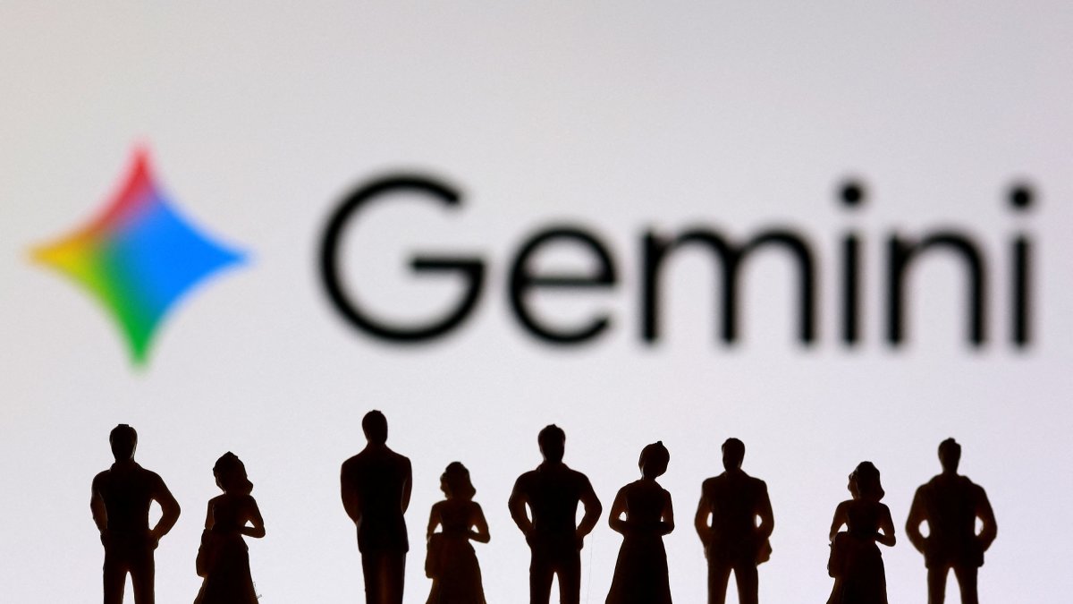 Miniature figurines and the Gemini logo are seen in this illustration taken July 20, 2026. (Reuters Photo)