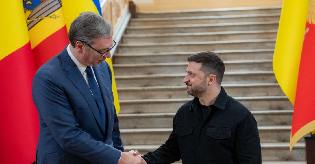 Ukraine's President Volodymyr Zelenskyy and Serbian President Aleksandar Vucic shake hands during the 4th Ukraine-Southeast Europe Summit in Odesa, Ukraine, June 11, 2025. (Reuters Photo)
