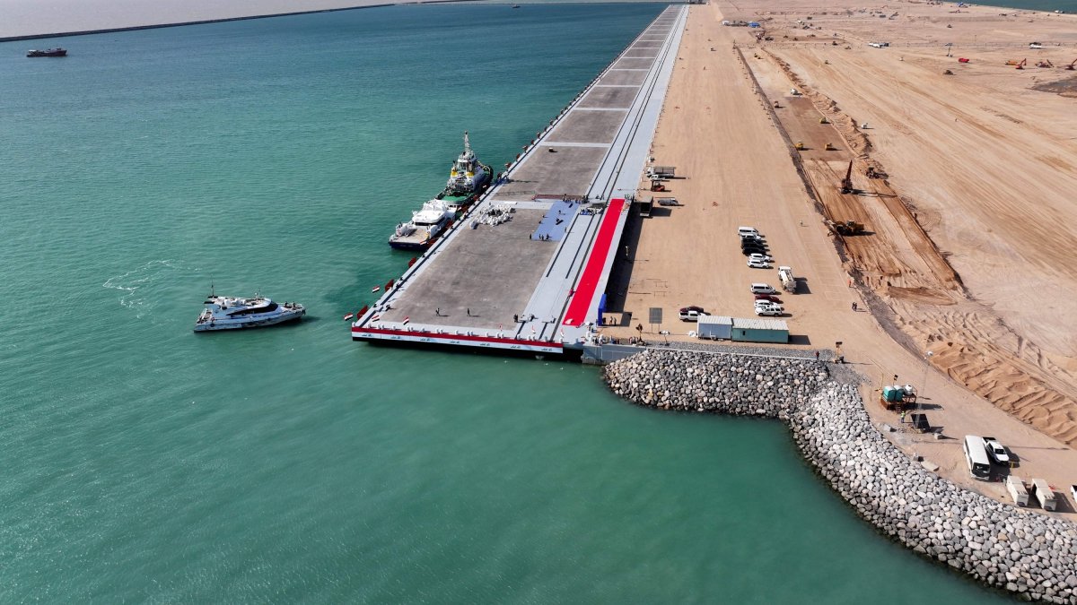 A drone-captured photo shows the Grand Faw Port, a key component of the Development Road Project, Basra, Iraq, Nov. 6, 2024. (AFP Photo)