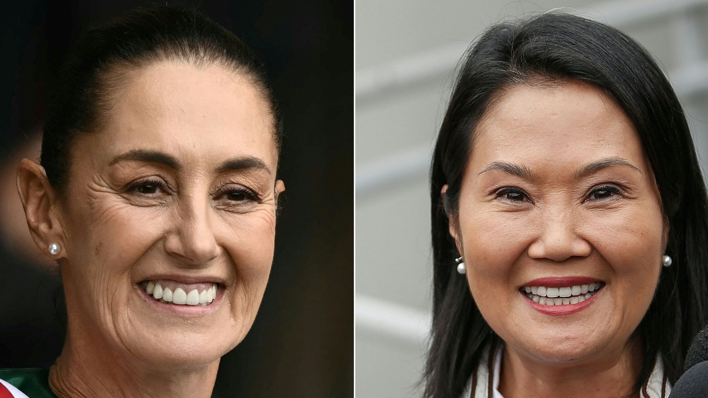 This combination of pictures created on July 10, 2026 shows Mexico's President Claudia Sheinbaum and Peru's then presidential candidate for the Fuerza Popular party, Keiko Fujimori, speaking to the press in Lima, June 19, 2026. (AFP File Photo)