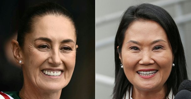 This combination of pictures created on July 10, 2026 shows Mexico's President Claudia Sheinbaum and Peru's then presidential candidate for the Fuerza Popular party, Keiko Fujimori, speaking to the press in Lima, June 19, 2026. (AFP File Photo)