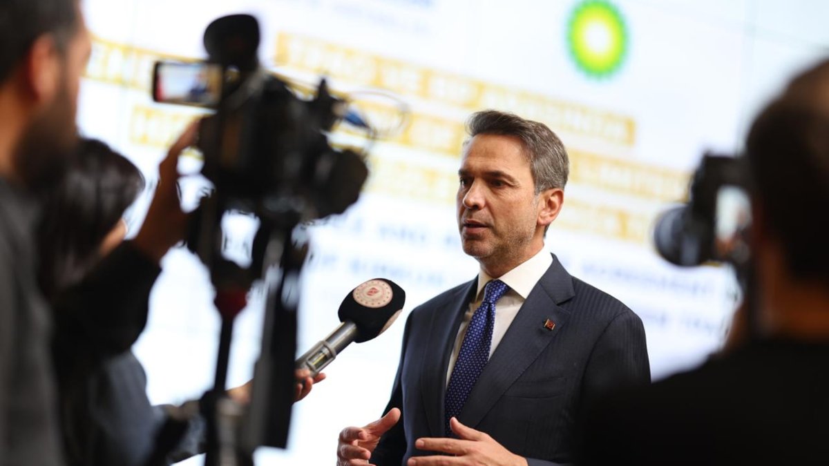 Energy and Natural Resources Minister Alparslan Bayraktar gives an interview, Ankara, Türkiye, July 28, 2026. (AA Photo)