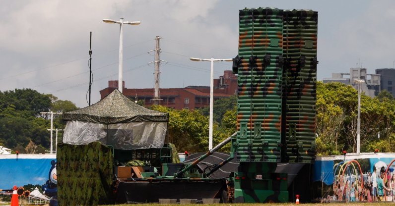 Patriot air defense system is deployed at a park, Taipei, Taiwan, Aug. 6, 2026. (EPA Photo)