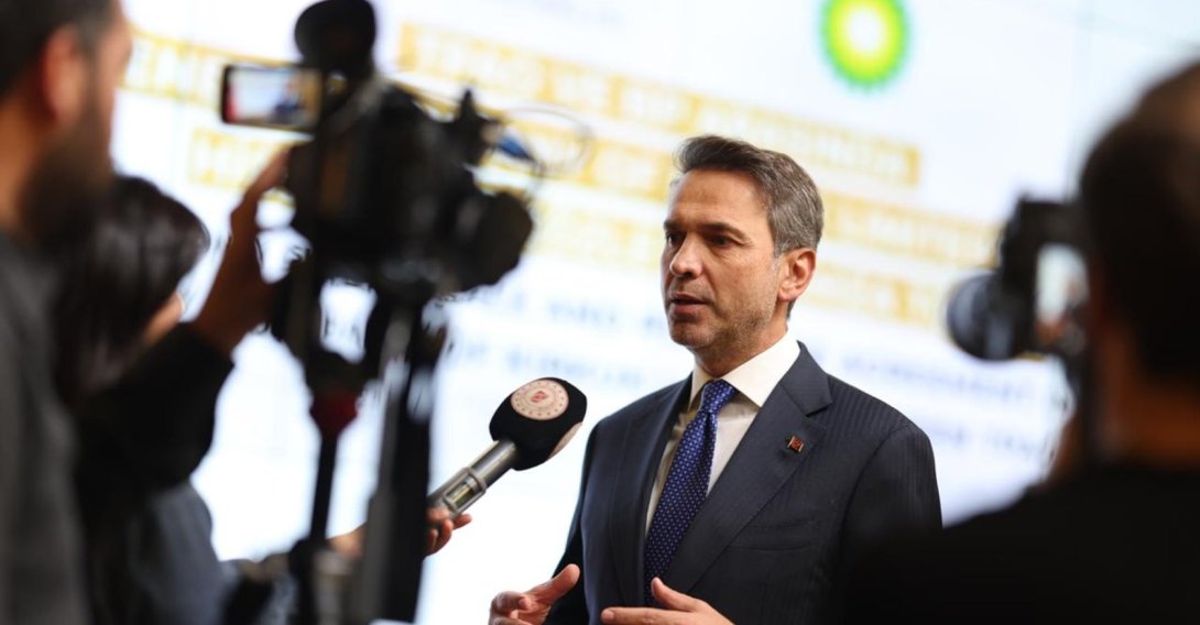 Energy and Natural Resources Minister Alparslan Bayraktar gives an interview, Ankara, Türkiye, July 28, 2026. (AA Photo)