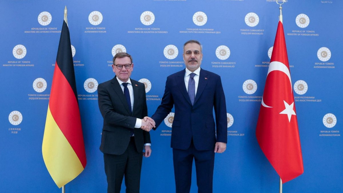 Foreign Minister Hakan Fidan shakes hands with German Foreign Minister Johann Wadephul, Ankara, Türkiye, March 12, 2026. (AA Photo)