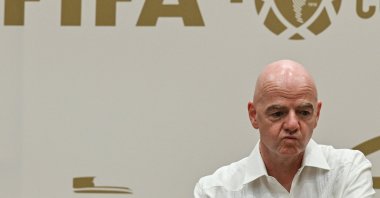 FIFA President Gianni Infantino gestures during a visit to Barranquilla, Colombia, Feb. 24, 2026. (AFP Photo)