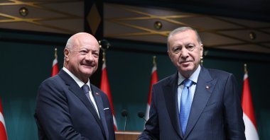 President Recep Tayyip Erdoğan and Austrian Chancellor Christian Stocker shake hands after a joint news conference, Ankara, Aug. 10, 2026. (AA Photo)