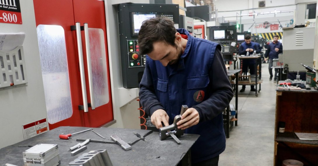 Workers are seen at an arms-making factory in Trabzon, northern Türkiye, March 4, 2026. (AA Photo)