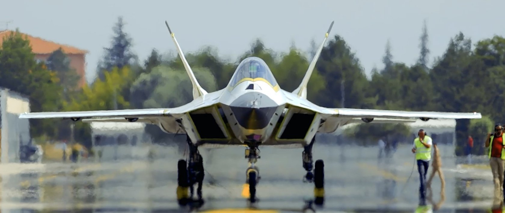 Türkiye's fifth-generation fighter jet Kaan is photographed during a taxi test, Ankara, Türkiye, July 31, 2026. (DHA Photo) 