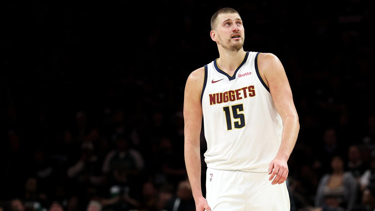 Denver Nuggets center Nikola Jokic looks on during the second half of Game 6 of a first-round NBA basketball playoff series against the Minnesota Timberwolves, Minneapolis, U.S., April 30, 2026. (AP Photo)