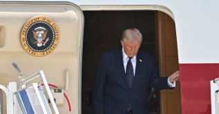 President Donald Trump steps off Air Force One as he arrives for the NATO summit, Ankara, Türkiye, July 7, 2026. (AP Photo)