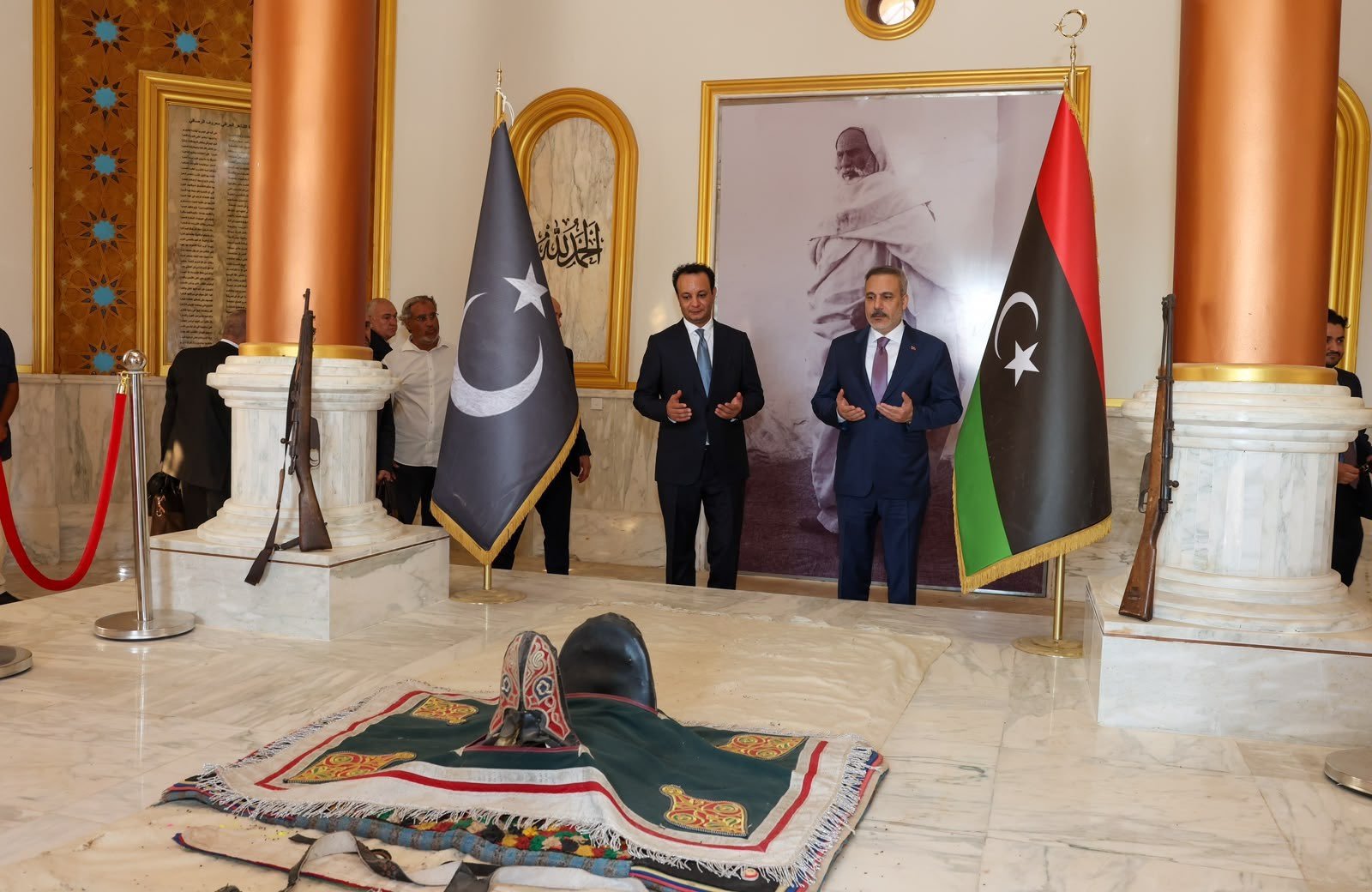 Foreign Minister Hakan Fidan visits the Mausoleum of Omar Mukhtar, Benghazi, Libya, Aug. 12, 2026. (Foreign Ministry Handout)