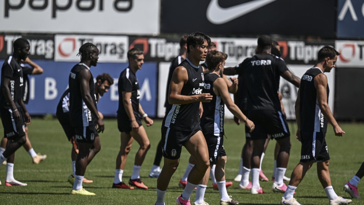 Beşiktaş players train ahead of the UEFA Europa League 3rd qualifying round match against Hradec Kralove at the BJK Nevzat Demir Training Facilities, Istanbul, Türkiye, Aug. 12, 2026. (AA Photo)