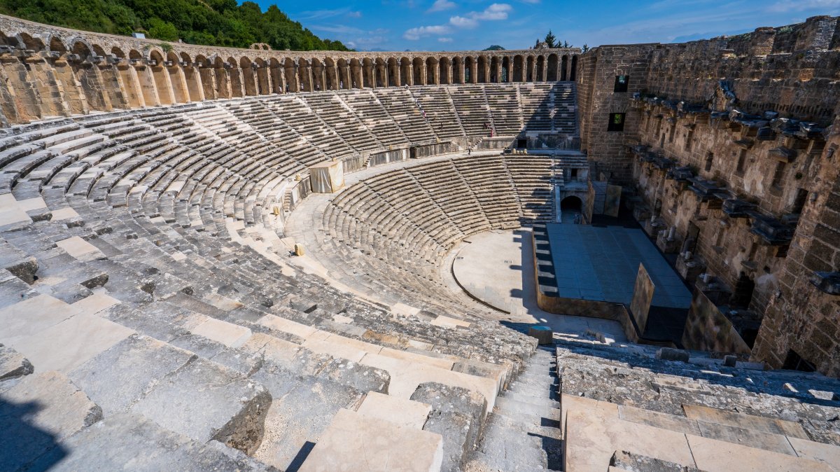 A general view of the historic Aspendos Ancient Theatre, Antalya, southern Türkiye, July 19, 2026. (Shutterstock Photo)
