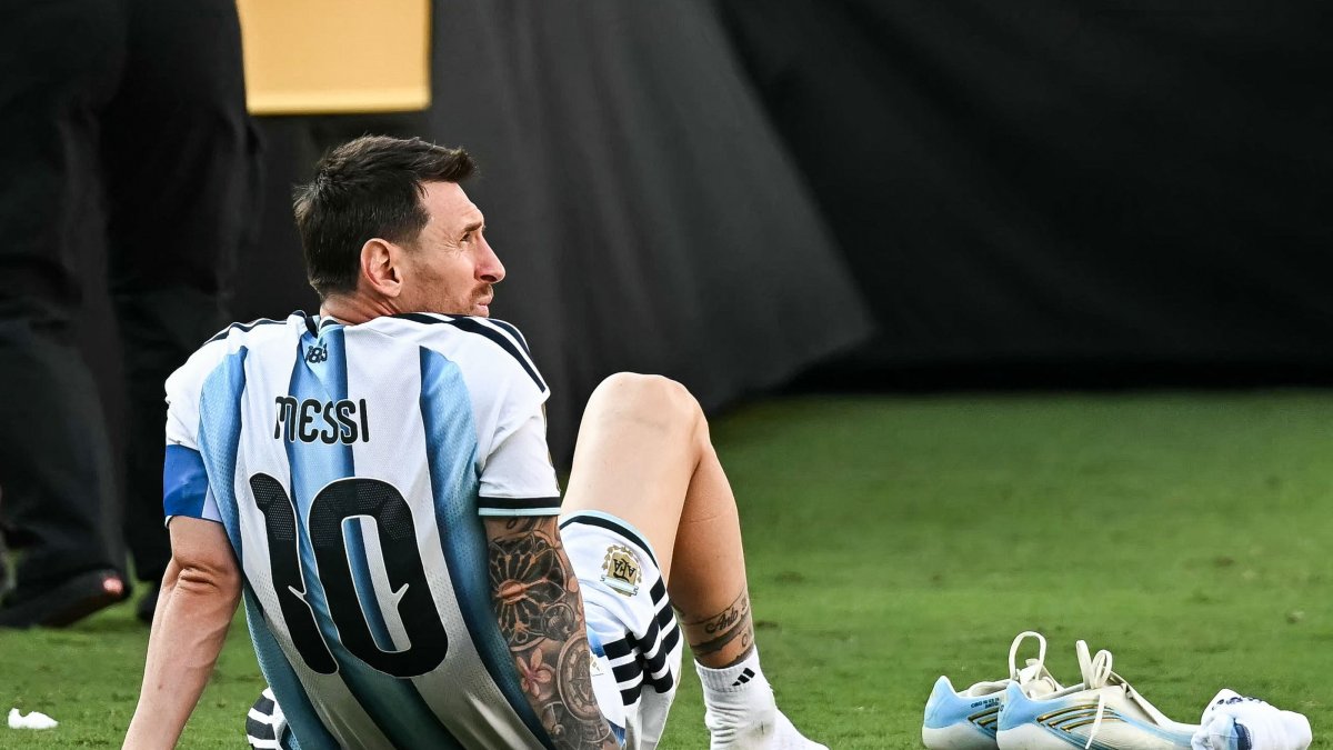 Argentina's Lionel Messi reacts after the 2026 World Cup football tournament final match against Spain and Argentina at the New York/New Jersey Stadium, East Rutherford, U.S., July 19, 2026. (AFP Photo)