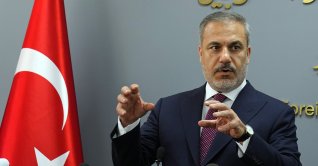 Foreign Minister Hakan Fidan speaks to journalists during a joint press conference, Beirut, Lebanon, Oct. 17, 2023. (AP Photo)