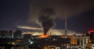 Smoke rises in the city during a Russian missile strike, amid Russia's attack on Ukraine, in Kyiv, Ukraine, Aug. 11, 2026. (Reuters Photo)