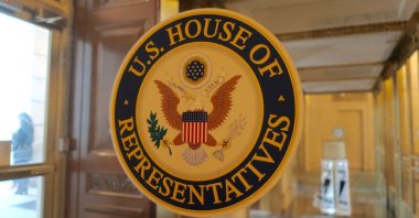 U.S. House of Representatives emblem at House Office Building, Washington, U.S., April 26, 2019. (Shutterstock Photo)