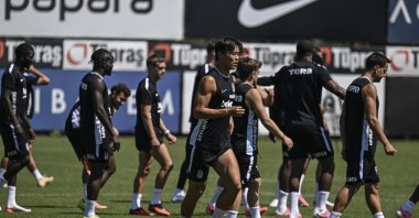 Beşiktaş players train ahead of the UEFA Europa League 3rd qualifying round match against Hradec Kralove at the BJK Nevzat Demir Training Facilities, Istanbul, Türkiye, Aug. 12, 2026. (AA Photo)